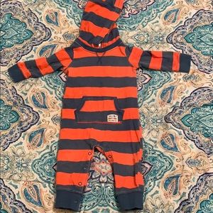 Long Sleeve hoodie one piece with button bottoms